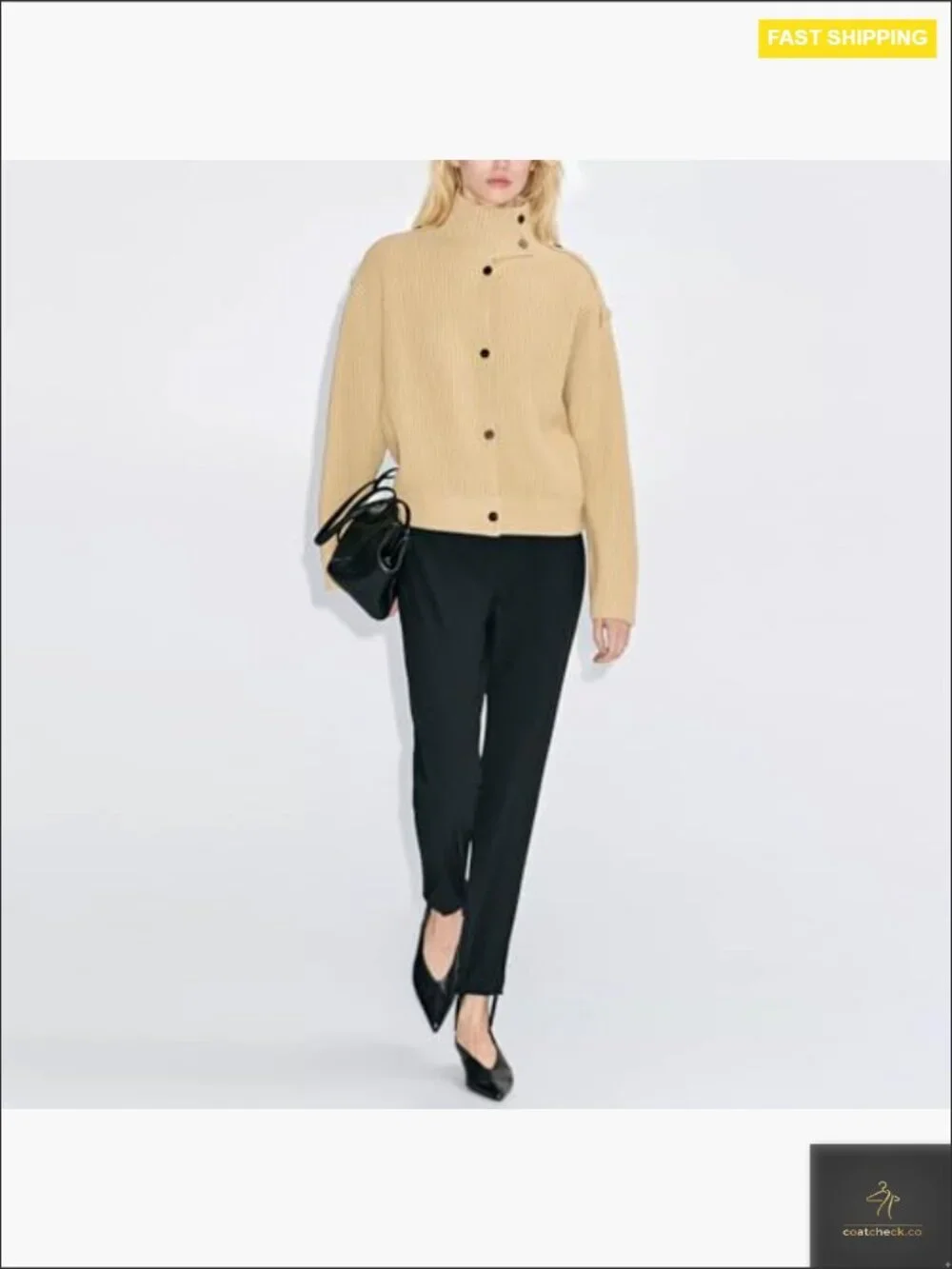 Cropped Cardigan Turtleneck Sweater Button Front Open Knit Coat Y2K Chic
